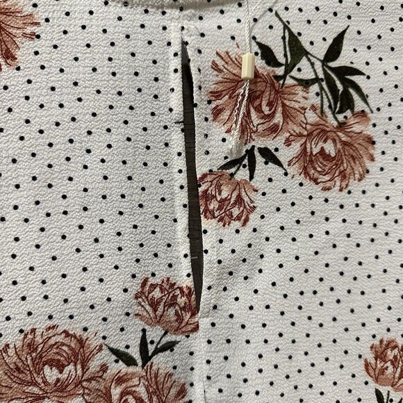 H.I.P. By Buckle Women’s blouse White Floral Polka Dot size Small Open Back - Picture 4 of 8